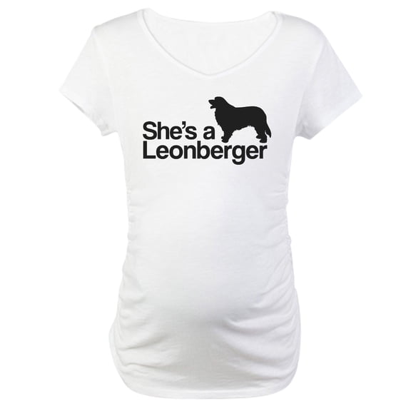 CafePress - She's A Leonberger Maternity T Shirt - Cotton Maternity T-shirt, Cute & Funny Pregnancy Tee