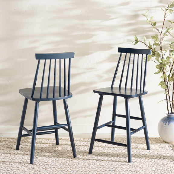 Safavieh Beaufort Traditional High Back Wood Stools, Navy (Set of 2)