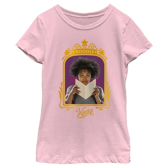 Girl's Wonka Noodle Portrait Graphic Tee Light Pink Small