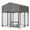 Grey-4.23'x3.83'x4.83', variant on imerelez Outdoor Dog Kennel 4.23'x3.83'x4.83' with Roof, Heavy Duty Welded Wire Crate with Waterproof Cover, Dual Lock System & 360° Feeder for All Weather