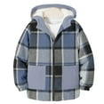 thumbnail image 5 of Atogsazn Kids Girls Plaid Jacket Children Fleece Lined Long Sleeve Hooded Coat Sherpa Winter Tops Clothing with Pocket 01-Blue 8-9Years Fashion, 5 of 5