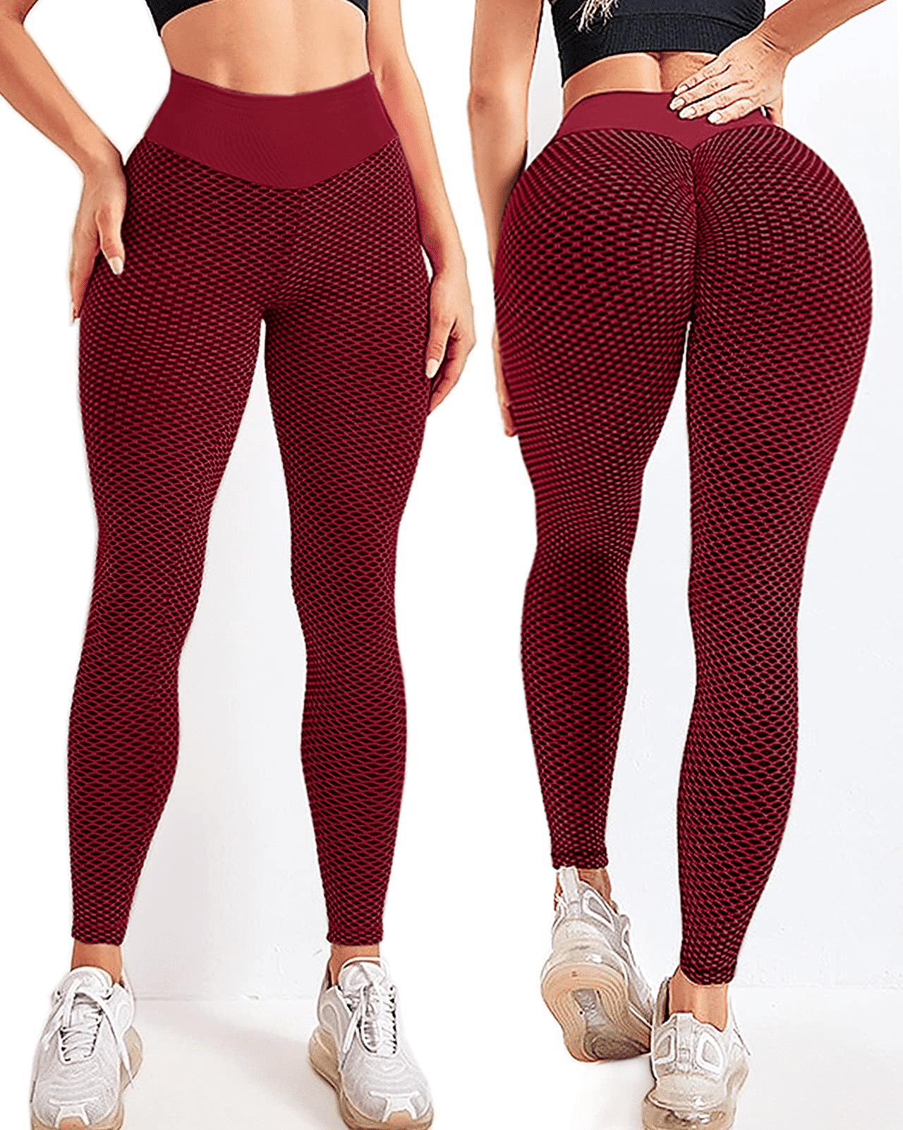 SOWUNO Lady Yoga Pants Textured Tummy Control High Waist Workout Leggings  Booty Tights Rose Red Ladies Adults Women Girls : : Clothing &  Accessories