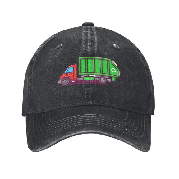 Garbage Truck Cartoon Unisex Adult Washed Denim Cotton Sport Outdoor Baseball Cap Adjustable Cowboy Baseball Hat