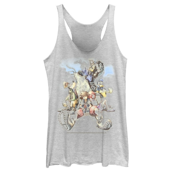 Women's Kingdom Hearts Final Mix Box Art  Racerback Tank Top White Heather Large