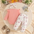 thumbnail image 4 of Infant Baby Girl Winter Clothes Set Cute Letter I’M MY DADDY'S GIRL AND MY MOMMY'S WORLD Printed Long Sleeve Ruffle Romper Butterfly Print Pants and Bow Headband 3-Piece Set 0 3 6 9 12 18 Months, 4 of 7