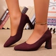 thumbnail image 2 of IEMIEMIEM Women's Kitten Heels Pumps Pointed Toe Knit Slip On Comfortable Casual Formal Dress Shoes Office Party Wedding Walking Shoes 8.5 Wide Wine, 2 of 7