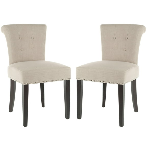 SAFAVIEH Sinclaire Contemporary Linen Polyester Solid Dining Side Chair, True Taupe (Set of 2)