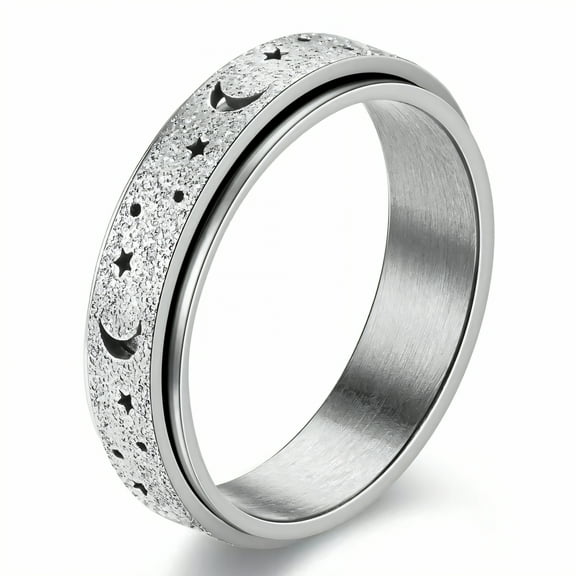 DESIGNICE Fidget Ring,Oxidation-Resistant Fidget Rings for Women,Sculpted Design Spinner Ring,Silver Plated