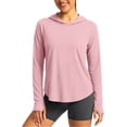 thumbnail image 2 of Miluxas Women's UPF 50+ Sun Protection Hoodie Lightweight UV Protection Long Sleeve Shirts with Thumb Holes for Hiking Fishing Outdoor Activities Pink, 2 of 5