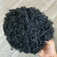 thumbnail image 6 of SIMBEAUTY Indian Remy Human Hair Curl Toupee 10x8inch for Men with Men Hair System Replacement Wig (1# Jet Black- 15MM Curly), 6 of 10