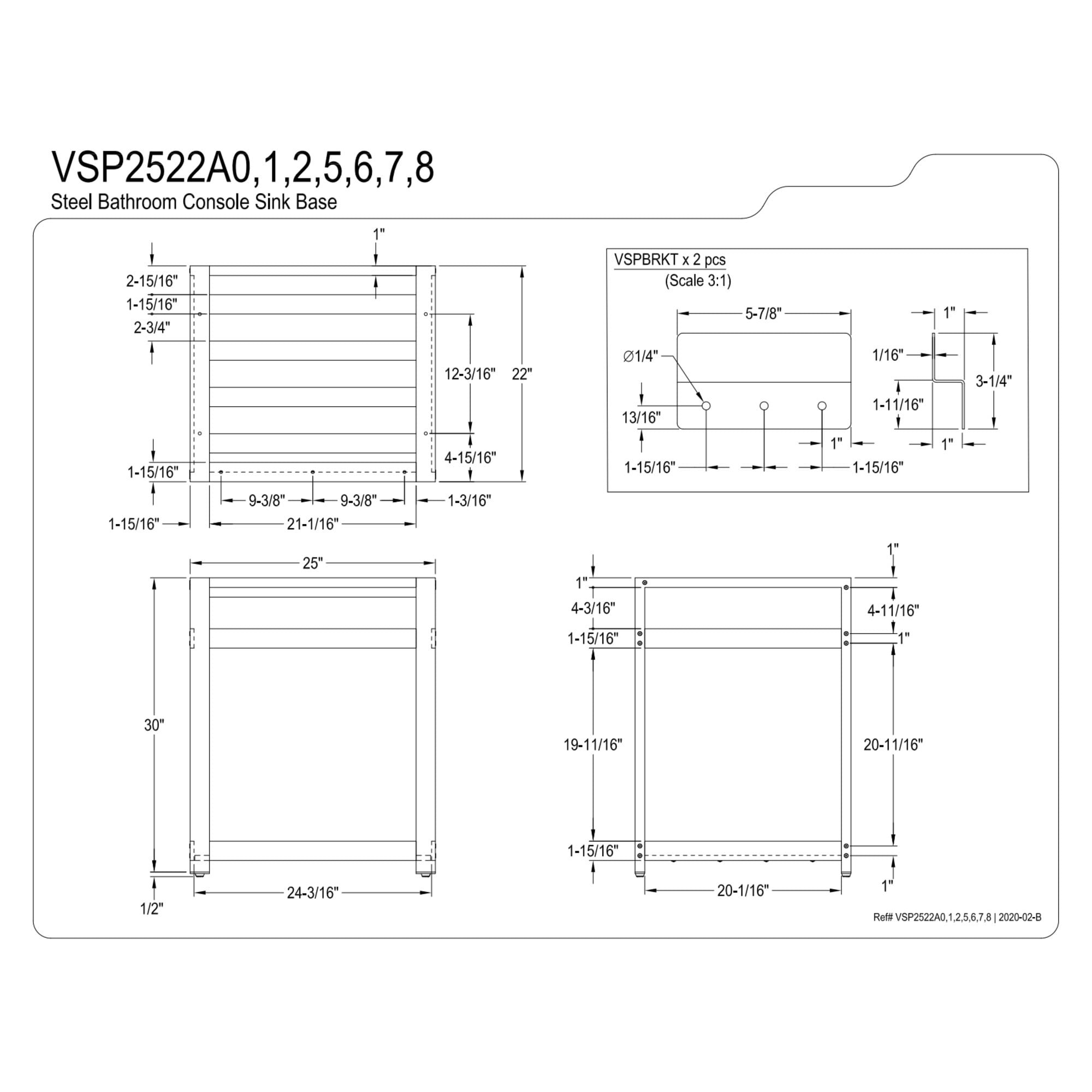 Kingston Brass VSP2522A6 Steel Console Sink Base, Polished Nickel