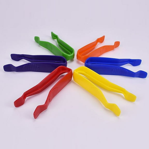 UPKOCH 6Set Children Plastic Tweezers Assorted Color Ergonomic Handle for Crafting