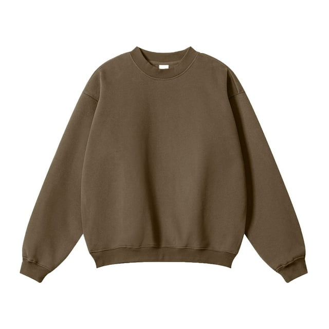 hotojiny Chandail à Col Rond pour Hommes Classique Uni Coupe Régulière Chandail à Enfiler Hauts de Mode d'Automne Chemises à Manches Longues pour Hommes