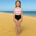 thumbnail image 2 of Glisme Girls Swimsuits High Elasticity Swimwear Nylon Two Piece Bathing Suit For Kids Youth Pool Beach Ocean Water Outfit Size 3-4 Years Pink, 2 of 5