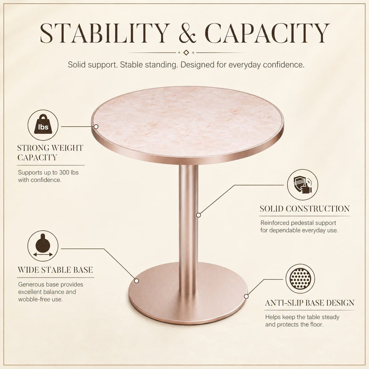 Aukfa 31.5" Round Sintered Stone Dining Table for 2-4, Kitchen Table Tulip Table with Rose Gold Pedestal Base for Bistro Small Apartment,Blush Pink