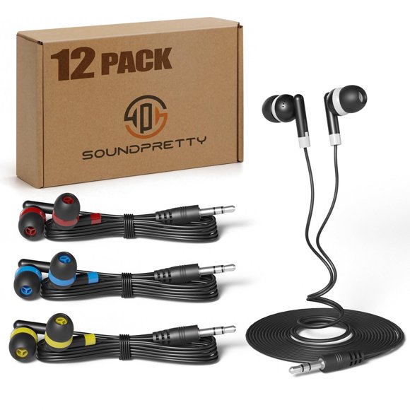 Auriculares SP SOUNDPRETTY, paquete de 12, 1,2 m, sin enredos, 85 dB