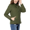 thumbnail image 2 of MODA NOVA Juniors Stand Collar Long Sleeves Zip Up Lightweight Quilted Jacket ArmyGreen XL, 2 of 7