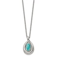 thumbnail image 3 of Stainless Steel Necklace with Pendants Chain Polished/Textured Synthetic Dyed Jade w/2in ext. 18 inch, 3 of 5
