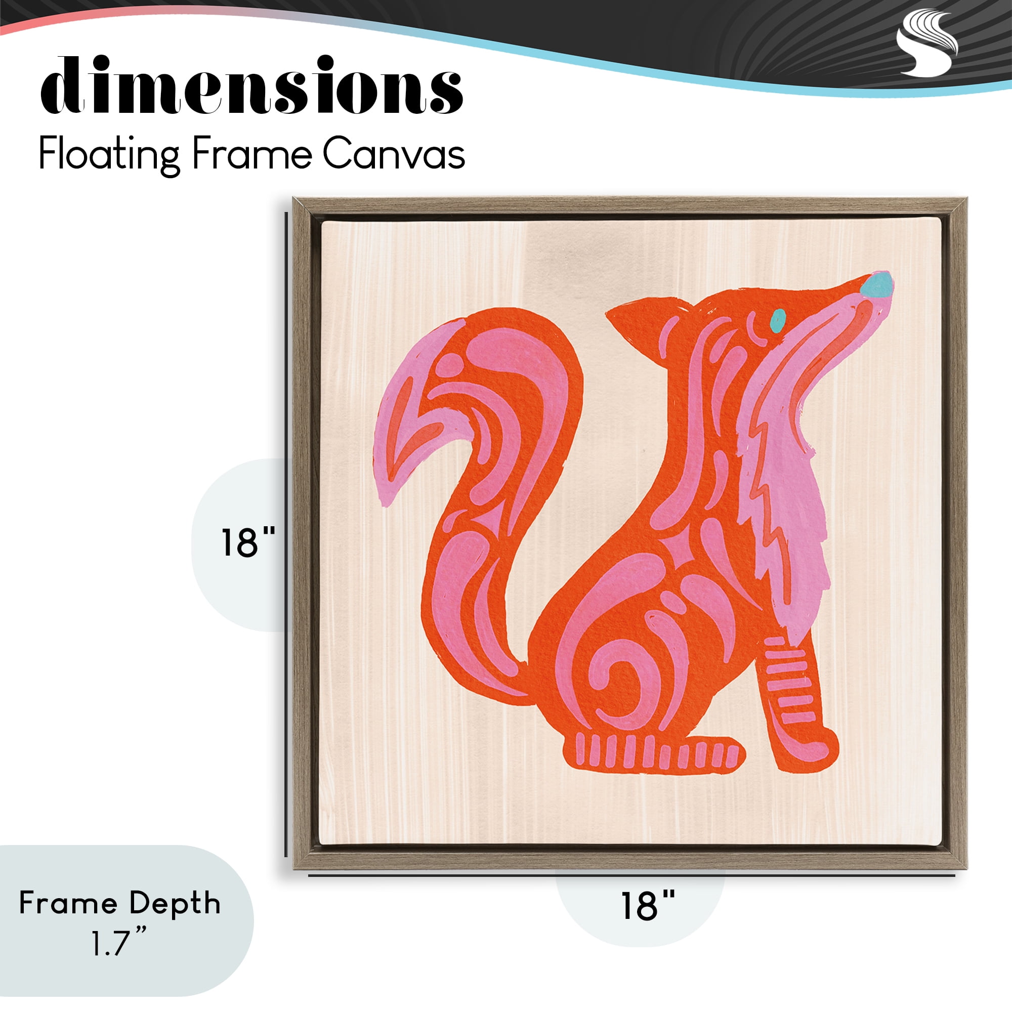 Stupell Industries Whimsical Folk Fox Vibrance Brown Framed Floater Canvas Wall Art, design by The Paper Curator