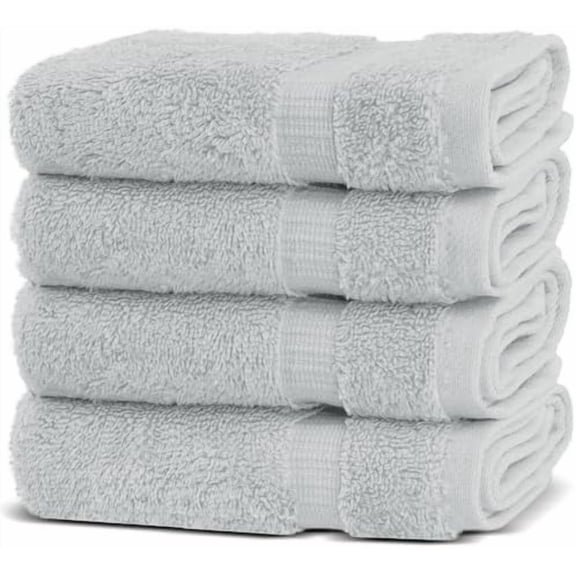| Hotel & Spa Quality 100% Cotton Premium Turkish Towels | Soft & Absorbent (4-Piece Washcloths, Silver Gray)