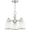 thumbnail image 4 of 3 Light Brushed Nickel Mini Chandelier/Ceiling Light fixture with Clear Glass & Satin Opal White Glass Shade, 4 of 8
