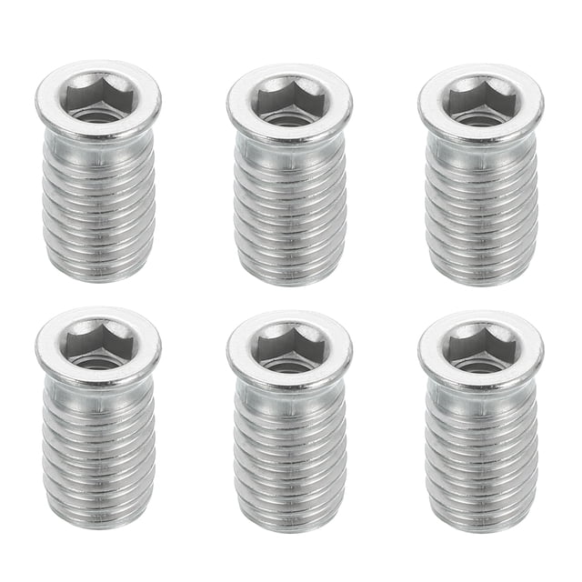 6Pcs Threaded Inserts Nuts, M6x20mm Hex Socket Drive Nut Inserts for Wood
