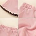 thumbnail image 3 of Glisme Girls Pants Ribbed Flared Pants With Lace Trim Soft Stretch Casual For Toddler Basic Trousers Size 3-4 Years Pink, 3 of 5