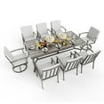 thumbnail image 5 of HAPPATIO Aluminum 9 Piece Patio Dining Sets, Outdoor Dining Set for 8, Patio Furniture Sets, 2 Swivel Dining Chairs, 6 Reg. Dining Chairs, Aluminum Furniture Set for Patio, Yard (Gray), 5 of 9