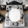 thumbnail image 4 of Erosebridal Halloween Ghost Fitted Sheet Queen 3-Piece,Gothic Skeleton Bedding,Grey,1 Fitted Sheet and 2 Pillowcases, 4 of 6