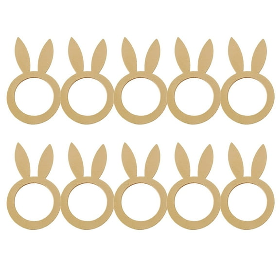 10Pcs Easter Bunny Napkin Rings - Wooden Rabbit Ear Design, Dining Table Party Decor