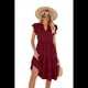 thumbnail image 1 of Vestido de Verano para Mujer, con Mangas con Volantes y Escote en V, Midi, Color Rojo Vino, Talla M, 1 of 6