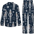 thumbnail image 6 of Top-kevin Pajama Sets for Womens Purple White Checker Loose Button Down Long Sleeve Shirts And Pants Set, 6 of 12