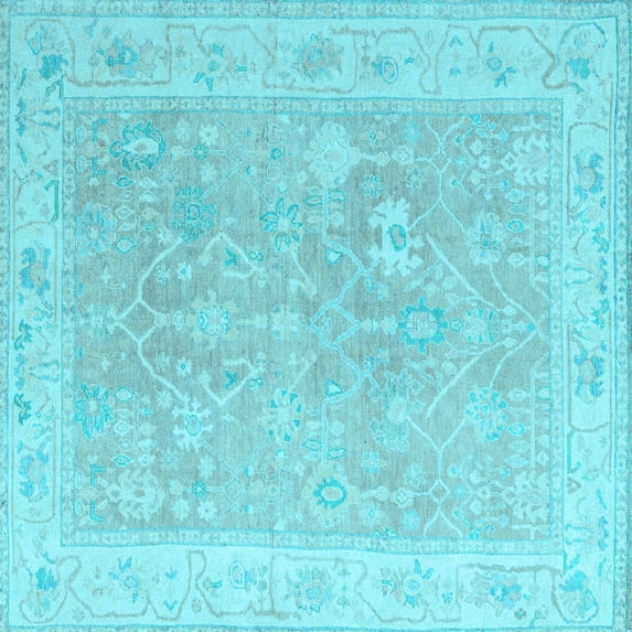 Ahgly Company Indoor Square Abstract Light Blue Modern Area Rugs, 5' Square