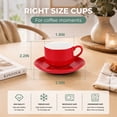 thumbnail image 2 of Unique Bargains 4 Set Espresso Cups Stackable with Saucers Red 8 oz, 2 of 7