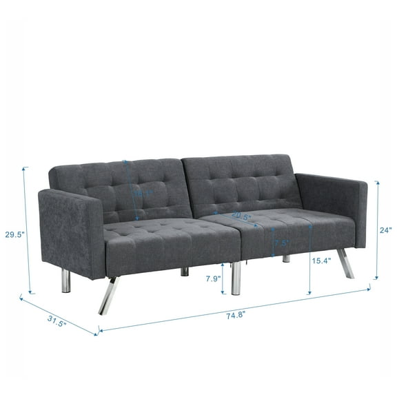 Modern Sofas Sofa Bed Convertible Folding Dark Grey Lounge Couch Loveseat Sleeper Sofa Armrests Living Room Bedroom Apartment Reading Room,Rustic Sofas