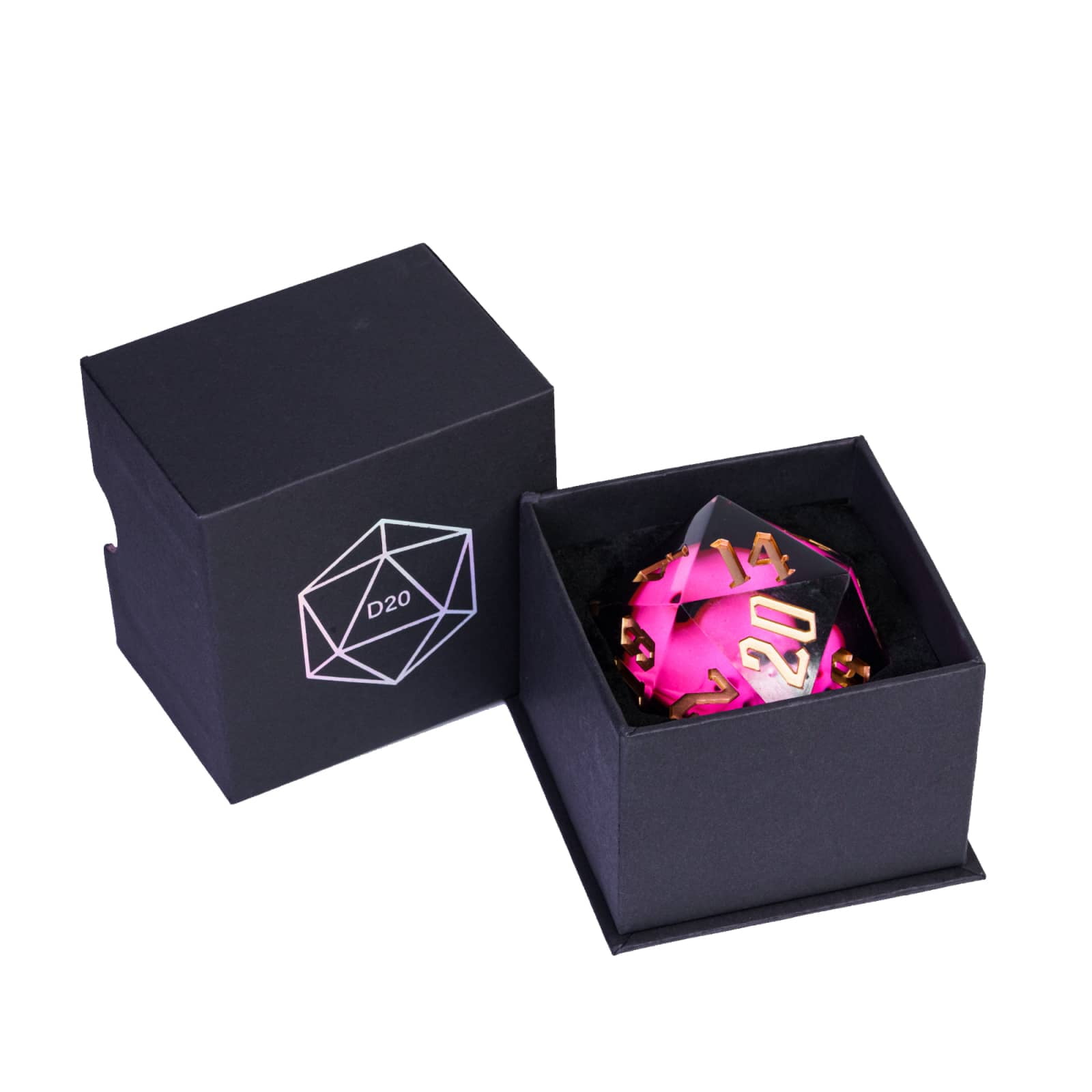 Cusdie 55MM D20 DND Dice Sharp Edges Dice, 20 Sided Resin Skull Dice, Single D20 Polyhedral Dice with Gift Box for Dungeons and Dragons TTRPG Role Playing Game Pathfinder