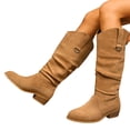 thumbnail image 2 of KEVCHE Womens Casual Cowboy Boots,Round Toe Mid Calf Cowgirl Pull On Flat Low Heels with Slouchy Wide Calf, Comfortable Western Riding Boots for Daily Wear, 2 of 6