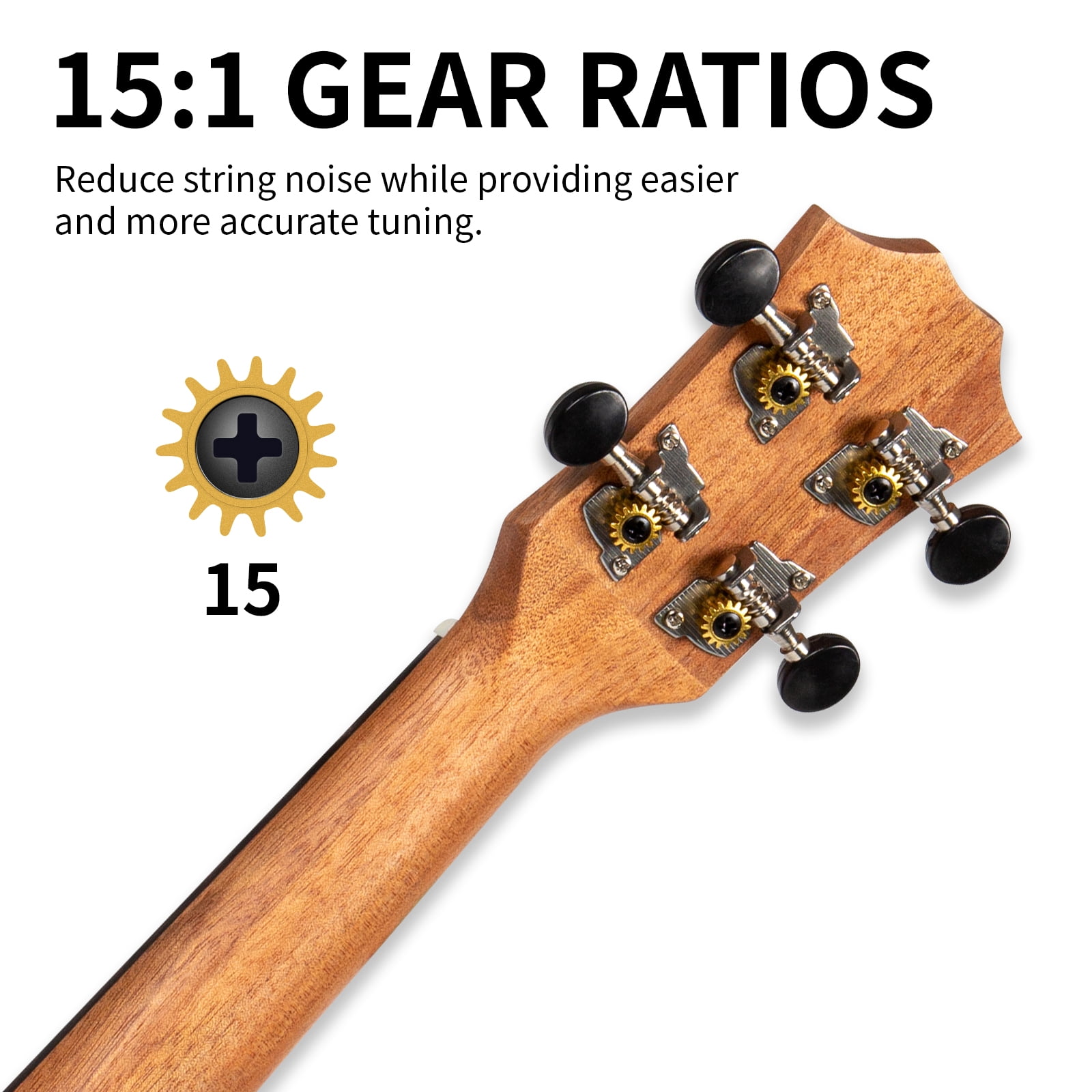 AODSK  21"  Ukulele Kit with Case, Clip-On Tuner, Strap, Nylon Strings, Picks, Online Lesson, Ukelele Beginner Series (Natural)