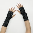 thumbnail image 5 of Fingerless Metallic Gloves for Cosplay,Shiny Opera Style Long Gloves with Reflective Coating,Glitter Costume Accessories for Role Play,Elegant Evening Gloves for Adults and Performance Events Black, 5 of 5