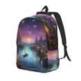 thumbnail image 1 of Disketp Magical Bees Twilight River Mochila de Lona Estampada, Mochila Escolar de Viaje Ligera para Estudiantes y Portátil-Medium, 1 of 5