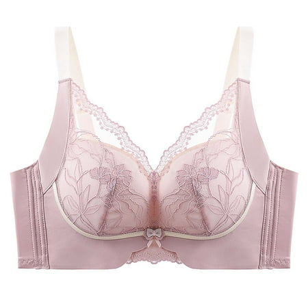 Womens Sexy Floral Lace Bras Full Coverage Push Up Non Padded Underwire Unlined Soft High Impact Sports Bra Purple 3 40B