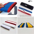 thumbnail image 3 of Couver Unisex 9 Inch Long Cotton Wide Basketball Headband Striped Sports Sweatband 3 Pack, Yellow/Blue/Yellow, 3 of 9
