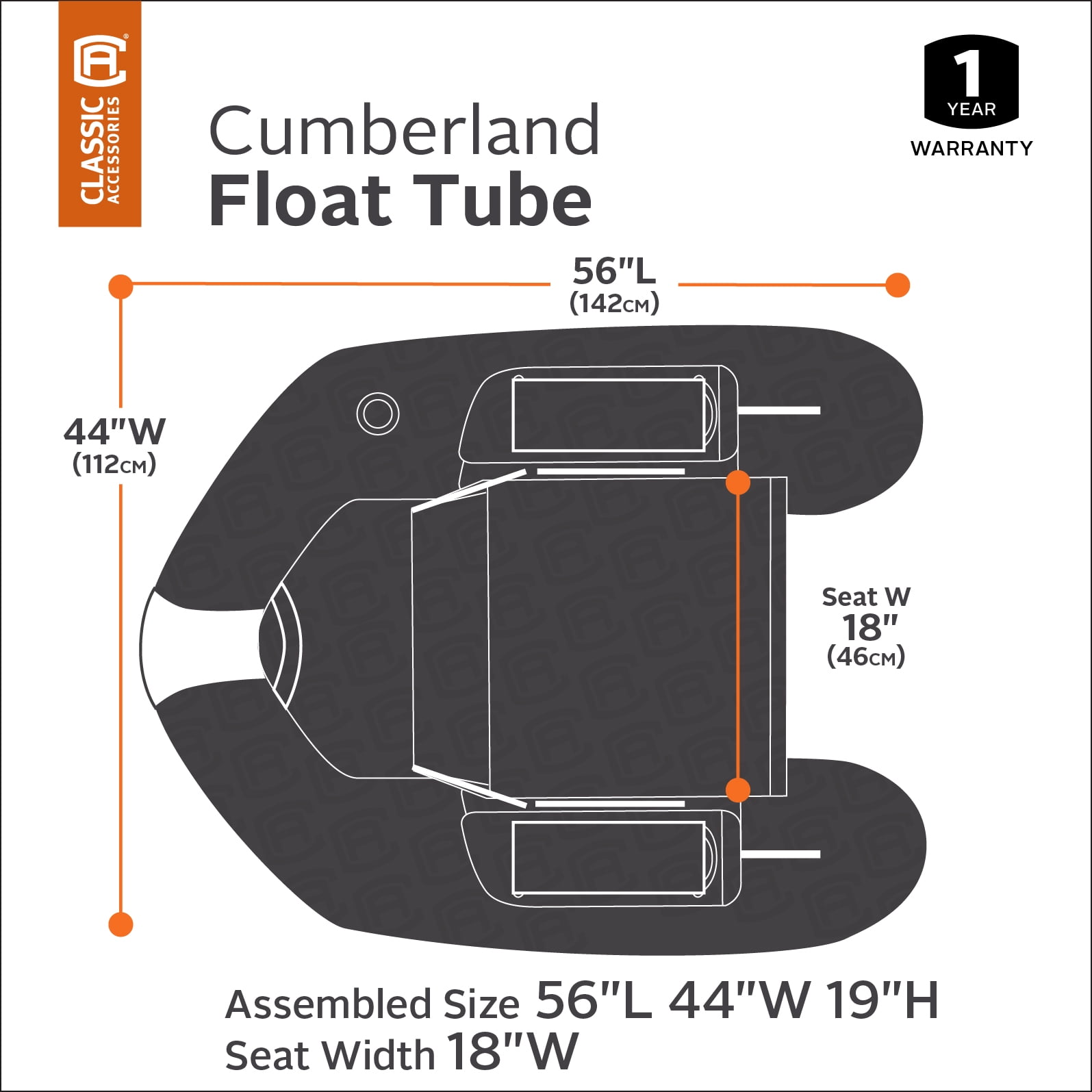 classic accessories cumberland fishing float tube Inflatable 56 L x 47 W x 17 Classic Accessories Cumberland Float Tube/