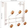 thumbnail image 2 of Gancho de puerta de metal resistente BRILLAR con 6 ganchos de madera organizador de batas sombreros toallas blancas, 2 of 4