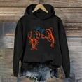 thumbnail image 2 of Wang6 Funny Graphic Hoodies for Womens Loose Fit Shrimp Pirinted Hooded Pullovers Sweatshirts Trendy Fall Long Sleeve V Neck Tops Black XL, 2 of 4