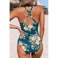 thumbnail image 4 of Women's One Piece Swimsuit Floral Print High Neck Scallop Bathing Suit, 4 of 7