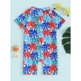 thumbnail image 4 of Suealasg Kids Boys One Piece Swimsuits Toddler Boys Short Sleeve Tree Print Jumpsuit Swimwear Baby Girl Summer Romper Bathing Suit Beachwear 0-3 Years, 4 of 9