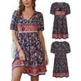 thumbnail image 1 of SAYOO Vestido de cintura alta con cuello en V y estampado de flores para mujer SAYOO  Moda, 1 of 10