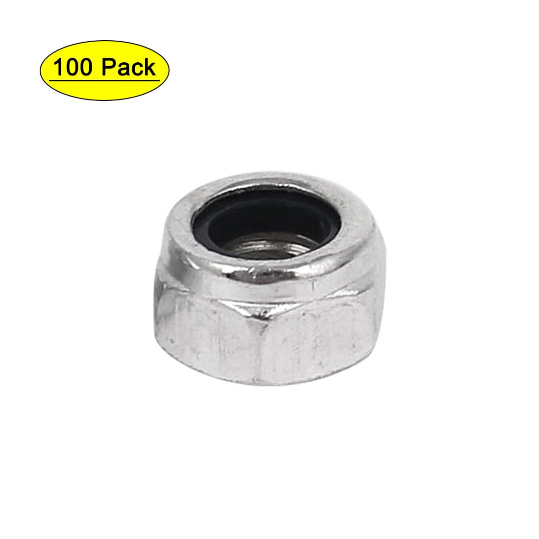 100pcs M3 x 0.5mm Stainless Steel Nylock Nylon Insert Hex Self-locking Nuts ^P 