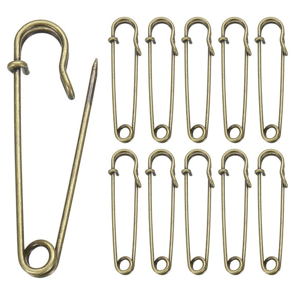 Uxcell 20pcs Safety Pins 1.5 Inch (38mm) Electroplated Steel Large Safety Pin Heavy Duty Sewing Safety Pins Bulk for Clothes Sewing Arts DIY Crafts, Bronze